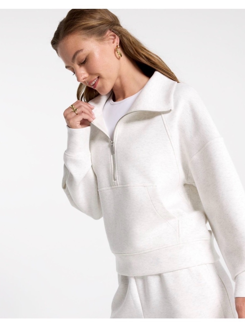 CALIA’s Women’s Soft Scuba 1/4 Zip Pullover Color Light Gray Size Small - Picture 6 of 7